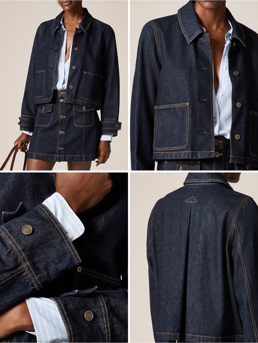 J. Crew Denim Barn Jacket Cropped in Denim Rinse Women's Size Large - Picture 14 of 14